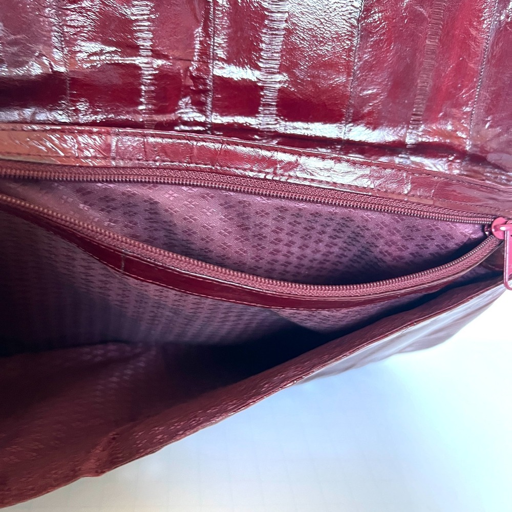 Vintage Eel Sink maroon large clutch chic indie sleaze classic leather - Picture 3 of 11
